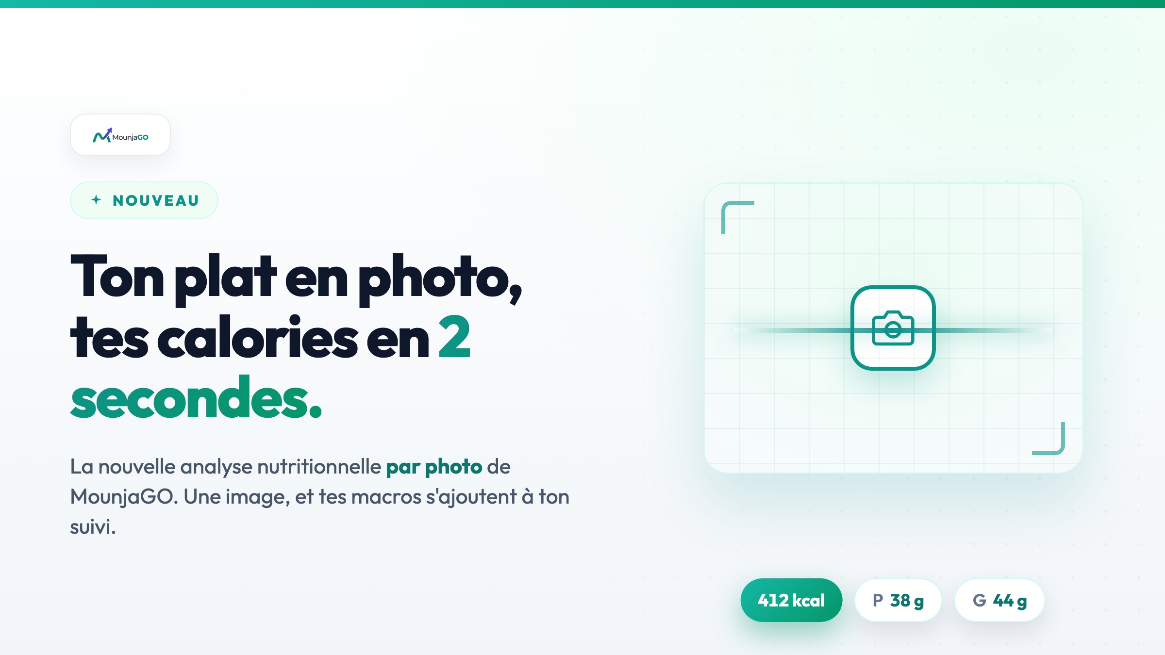 Plat photographié dans l'application MounjaGO pour compter ses calories en photo et estimer les macros